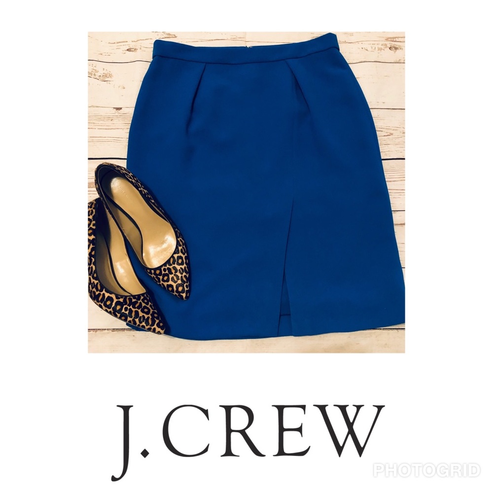 J Crew Royal Blue Pleated Skirt Size 6 Career Work Casual Business